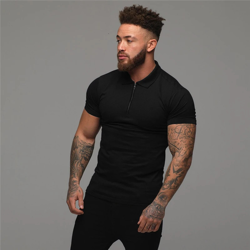 Muscleguys Man Fashion Polo Shirt Casual Fashion Plain Color Short Sleeve High Quality Slim Polo Shirt Men Fitness Polo homme 250225