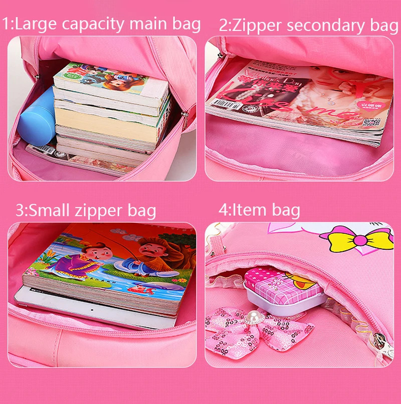 Pink Cat Children Girl Backpack Bowknot Kid School Bag Cartoon Bookbag Cute Princess Kindergarten Primary School Girl Backpack 250226