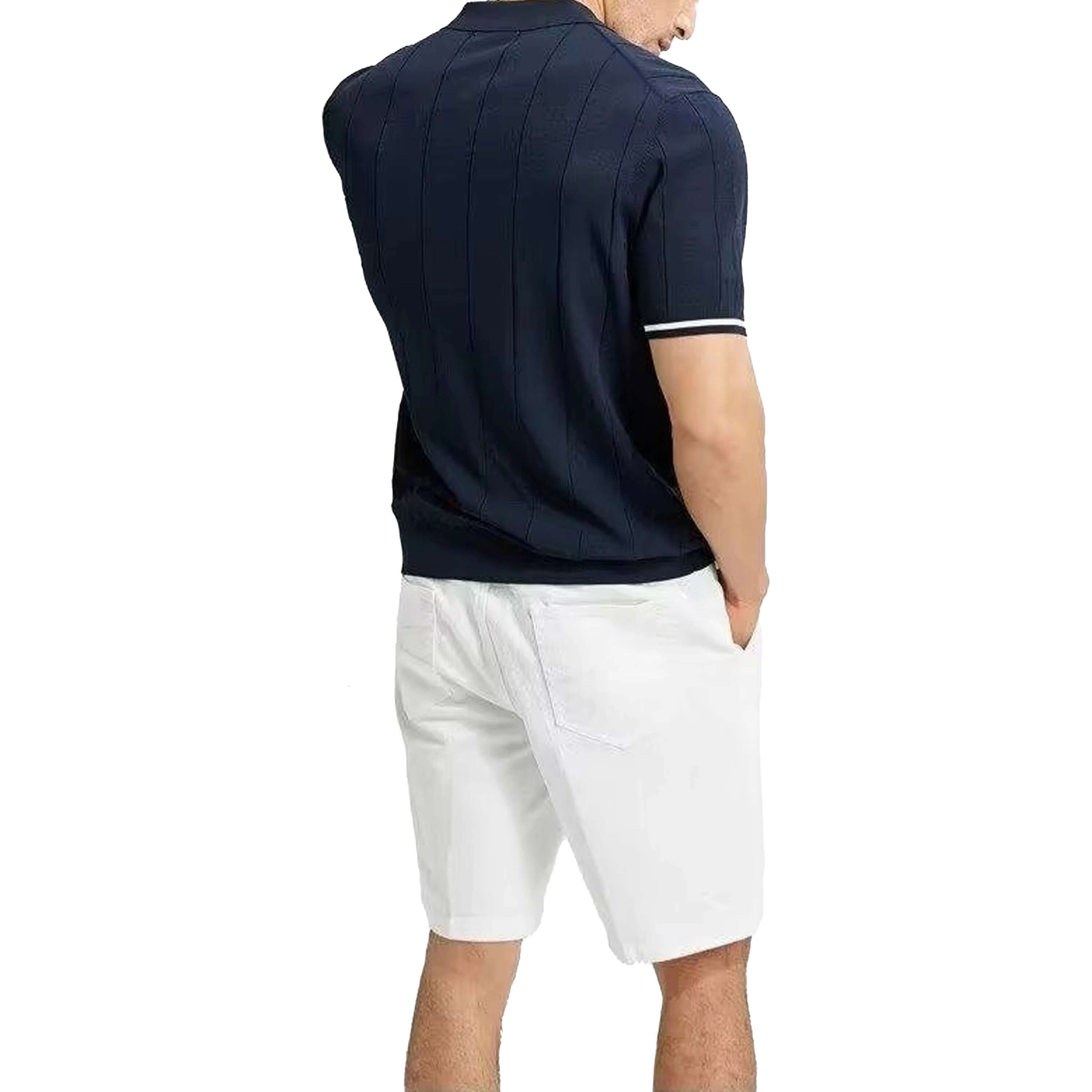 New Summer Ribbed Knit Shirt For Men Breathable And Cool Brand Quality Mens Textured Polo Shirts