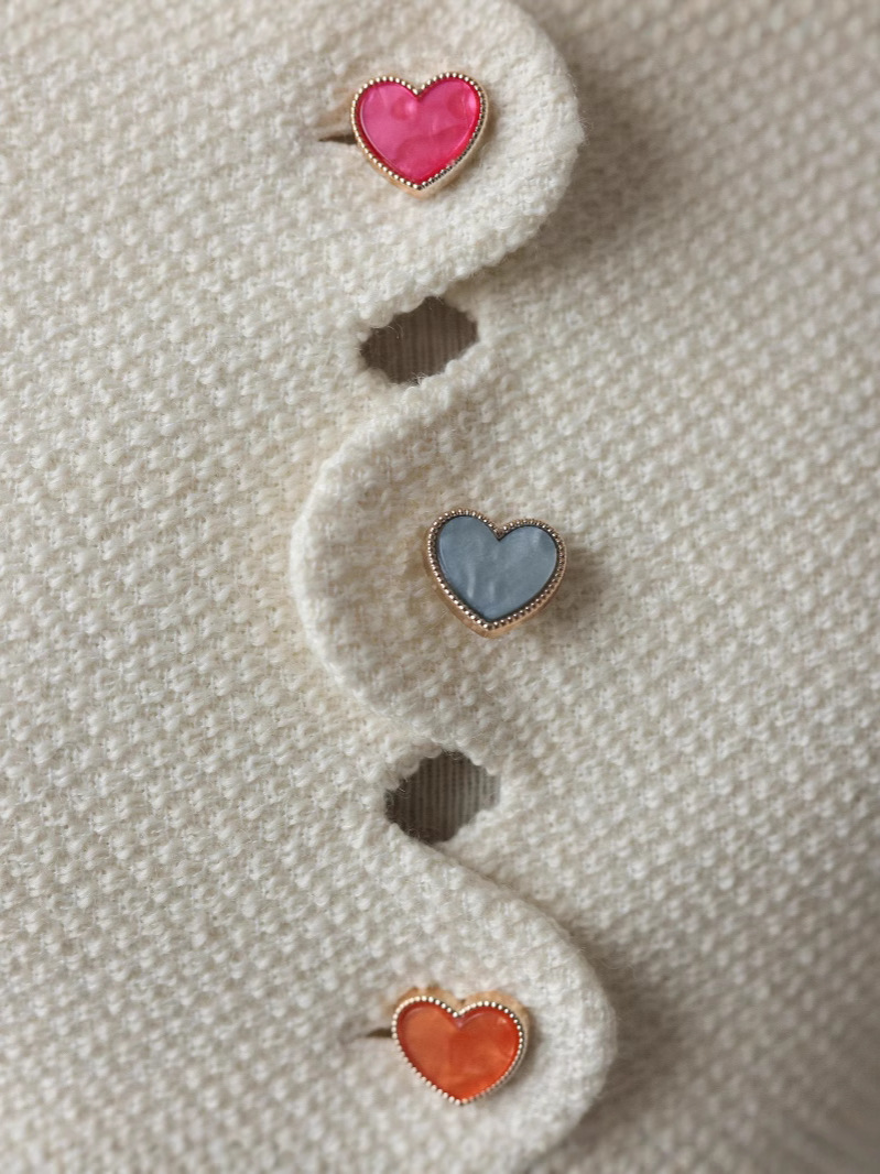 2025 Cross border Europe and America New Multi color Love Button Short Spring and Autumn Round Neck Coat 240903