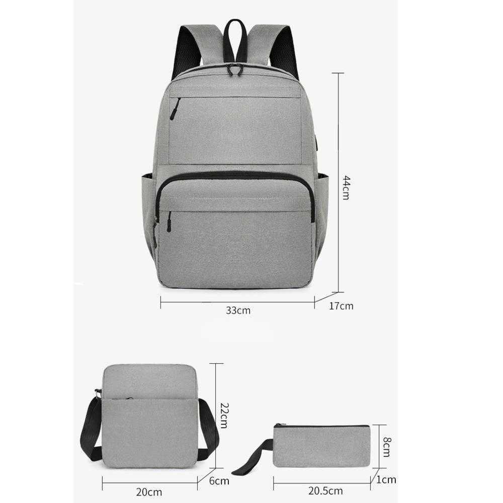 Business Backpack Large Capacity Commuting Waterproof Backpack Mens Fashionable Usb Charging Computer Three Piece Set Backpack For Men Day Travel Bag 