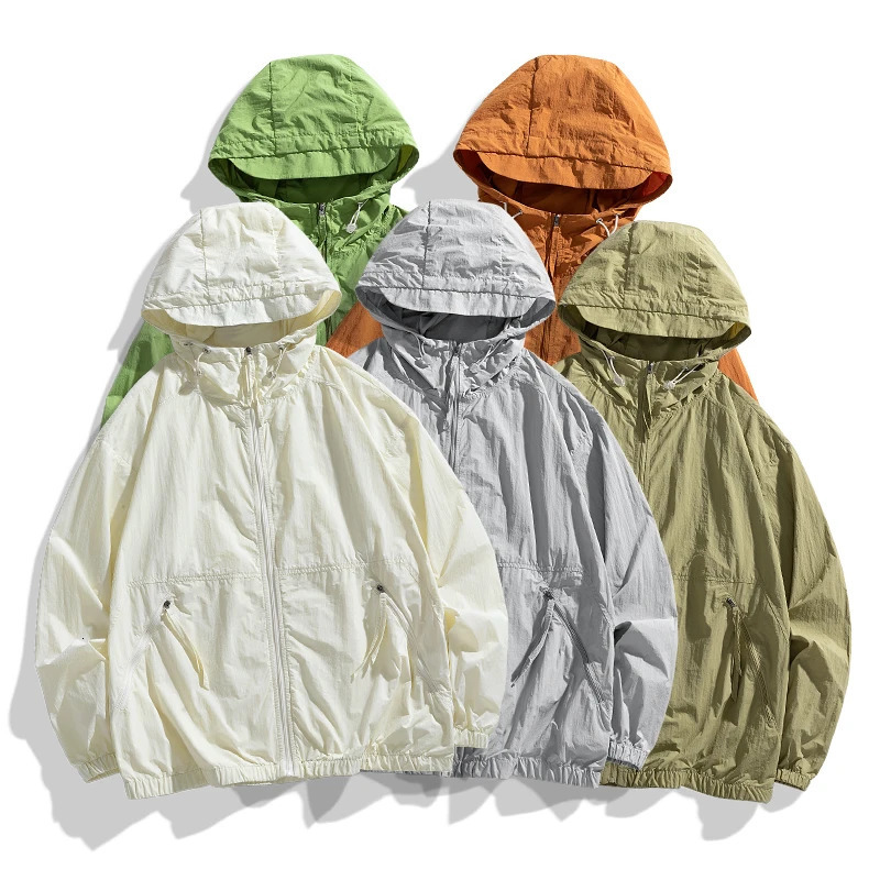 Summer Oversize Baggy Sun Protection Clothing thin jacket mens fashion Korean Street Hooded Sunscreen Outerwear mens plus size 250225