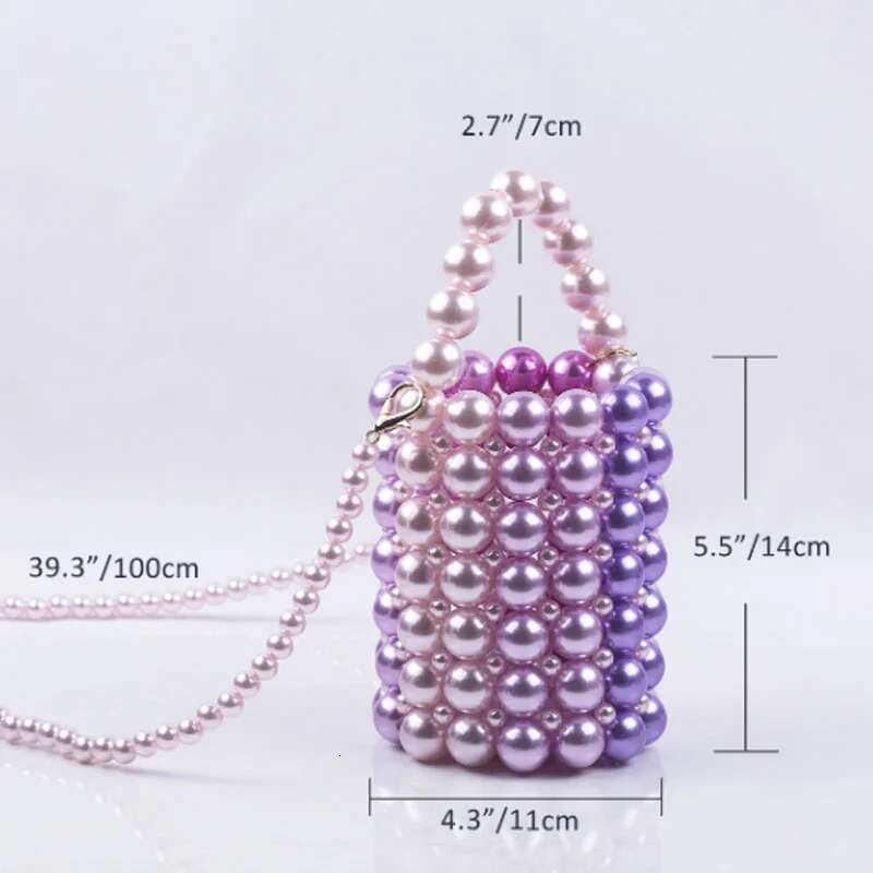 Handmade Beaded Bucket bags designer handbags Colored Pearl Pen Holder Handbag Wedding Bride Bag