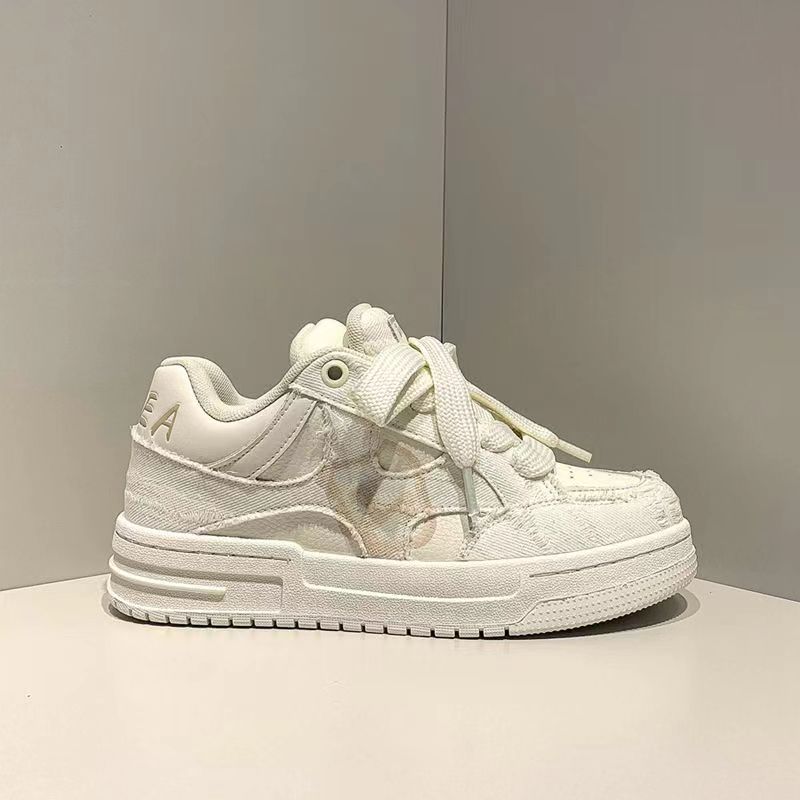 China culture sneaker women's shoes niche original design skateboard shoes retro milk color leisure sports thick sole couple white shoes