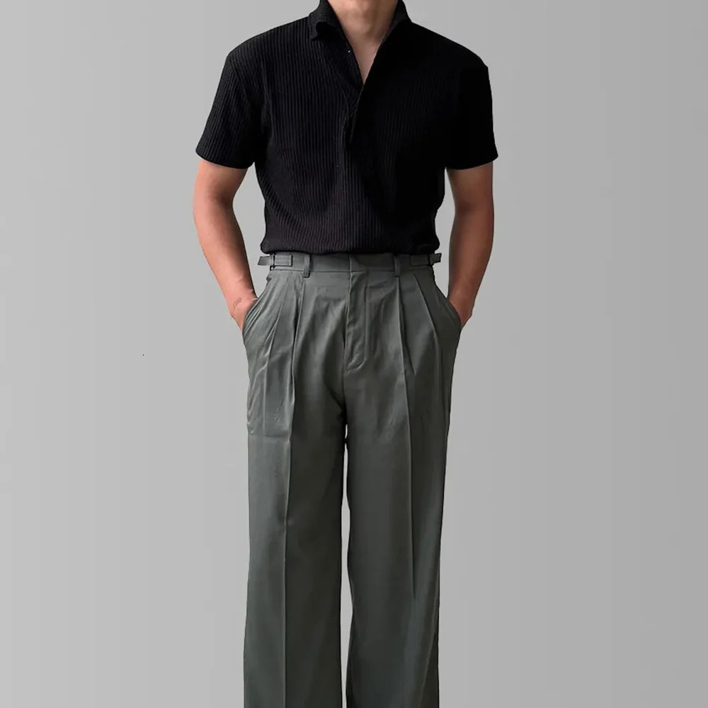 Mens Polo Thread Elastic Solid Color Bottom Shirt Autumn Casual Sports Fitness Show Muscle American Top Mens Clothing Unisex 250225