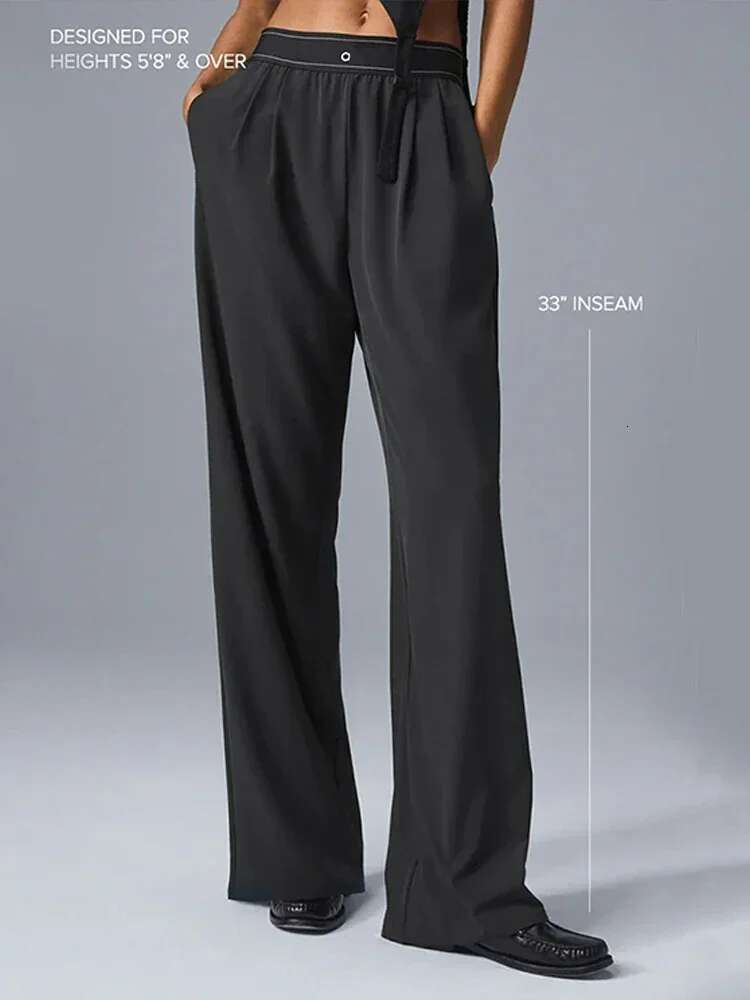 2025 Yoga Suit Up Trouser Sports Women's High Waisted Straight Leg Wide Pants Casual Outdoor Comfortable Versatile