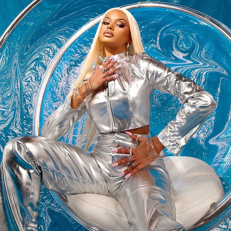 2024 Autumn And Winter Fashion PU Metal Stand Up Collar Zipper Jacket Leather Jacket For Women 250225