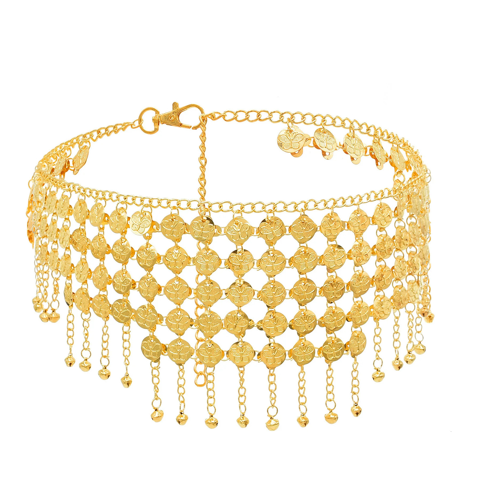 Fashion Alloy Coins Tassel Waist Chain for Woman Ethnic Sexy Belly Button Chain Belt Adjustable Jewelry 250225