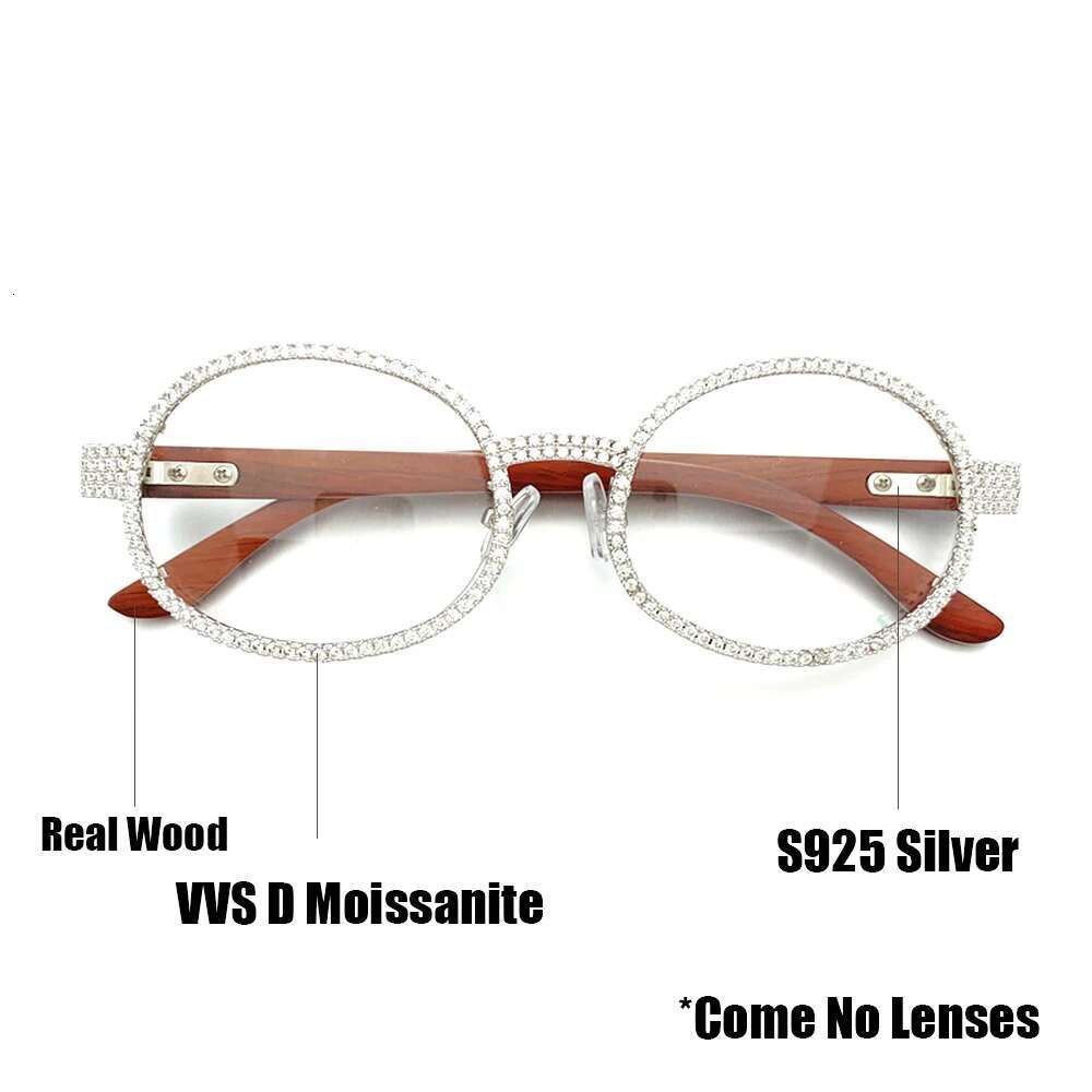 New Moissanite S Sier Wood Body Real Dia Glasses For Women Men urious Jewelry Pass Tester With GRA Free Ship