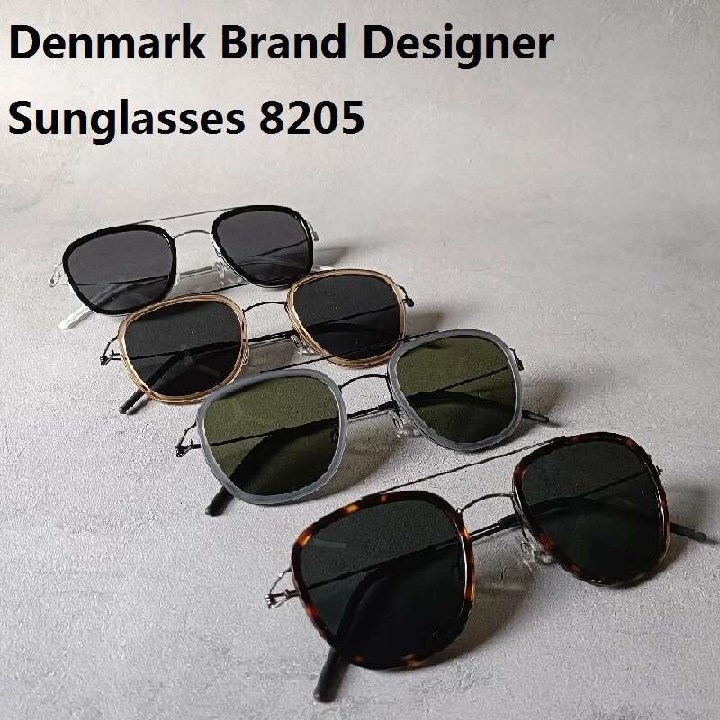 Denmark Brand Sunglasses 8205 Men Double Beam Retro Square Frames Titanium Screwless Sun Glasses Prescription Optical Eyeglasses
