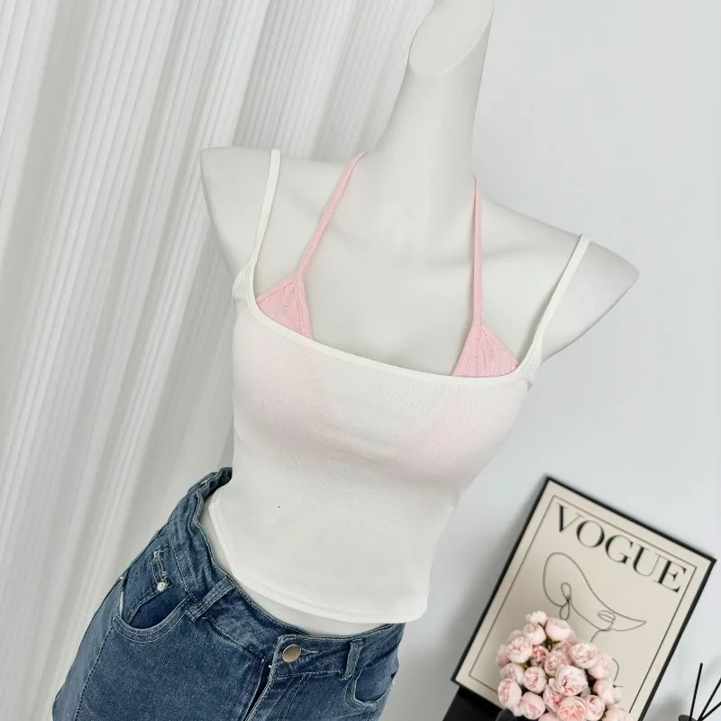 Harajuku 2000s Summer 2 Piece Set Sexy Y2y Crop Tops Cute Sweet Spicy Slim Camis Woman Casual Korean Fashion Tees Set 250225