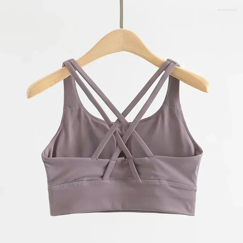Men's Vests Women Energy Longline Bra Sexy Padded Criss Cross Back Fiess Running Tops Sweat-wicking Medium Support Workout Yoga Bras
