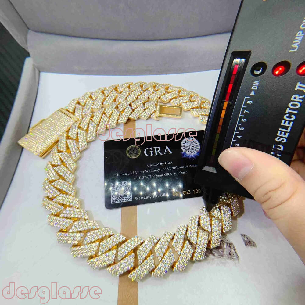 Necklace Designer Jewelry Cuban k Chain Custom Vvs Moissanite Iced Out Sterg Sier Pass Dia Test Hip Hop Chains for Men Jewelery a