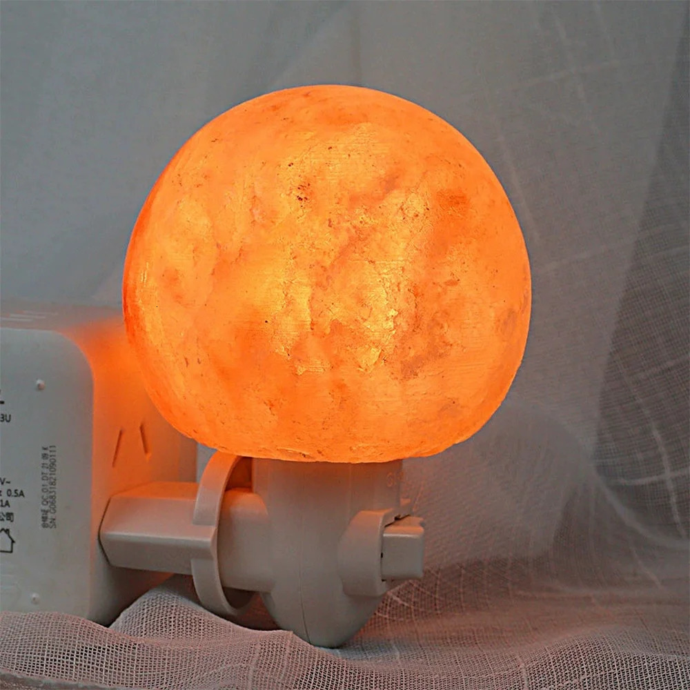 Himalaya warm white salt lamp night light natural crystal hand-painted air purification with plug release negative ion bedroom 250225