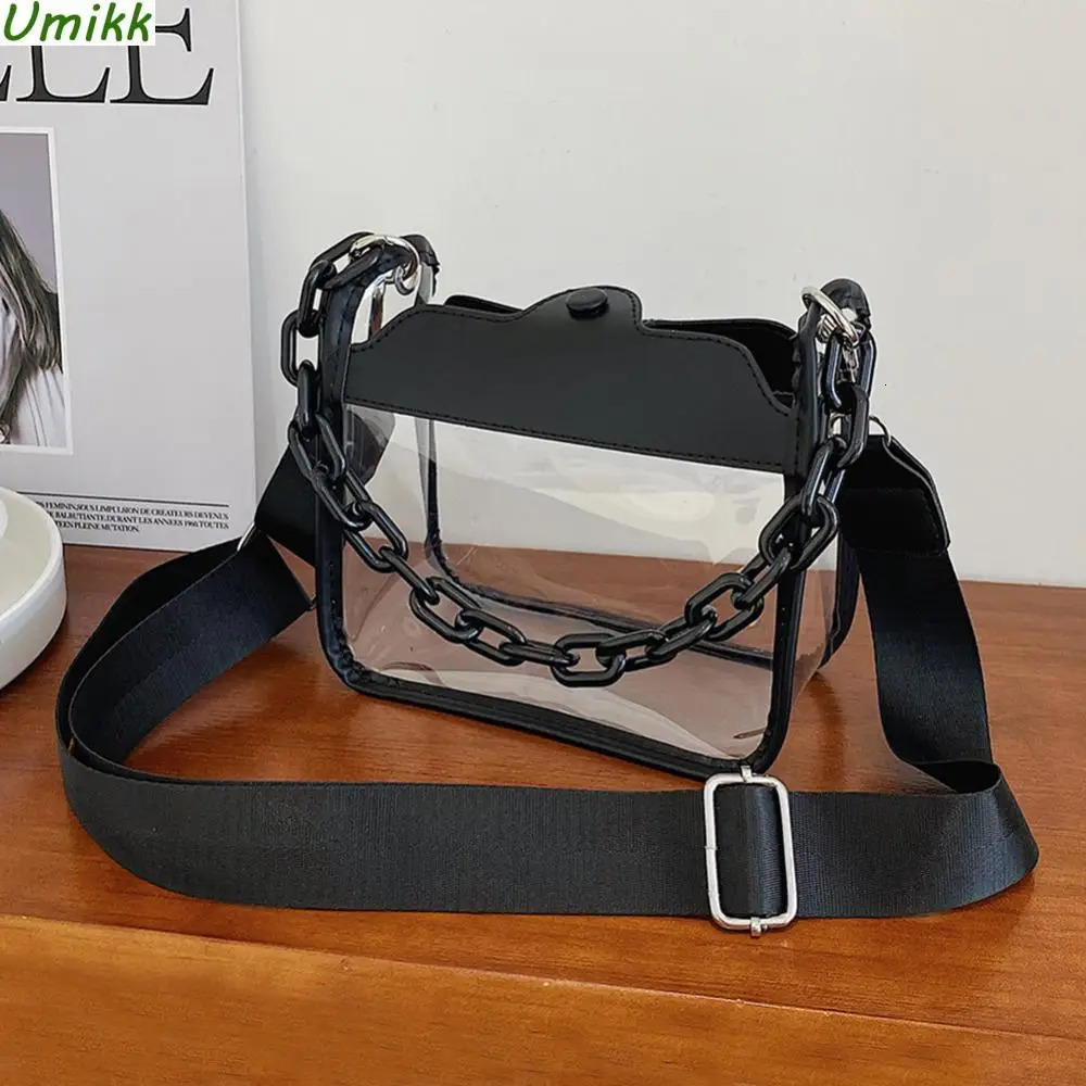 Women Clear Fashion Shoulder Bag Stadium Approved Handbags PVC Transparent Underarm Bags Ladies Adjustable Straps Crossbody Bags 250221