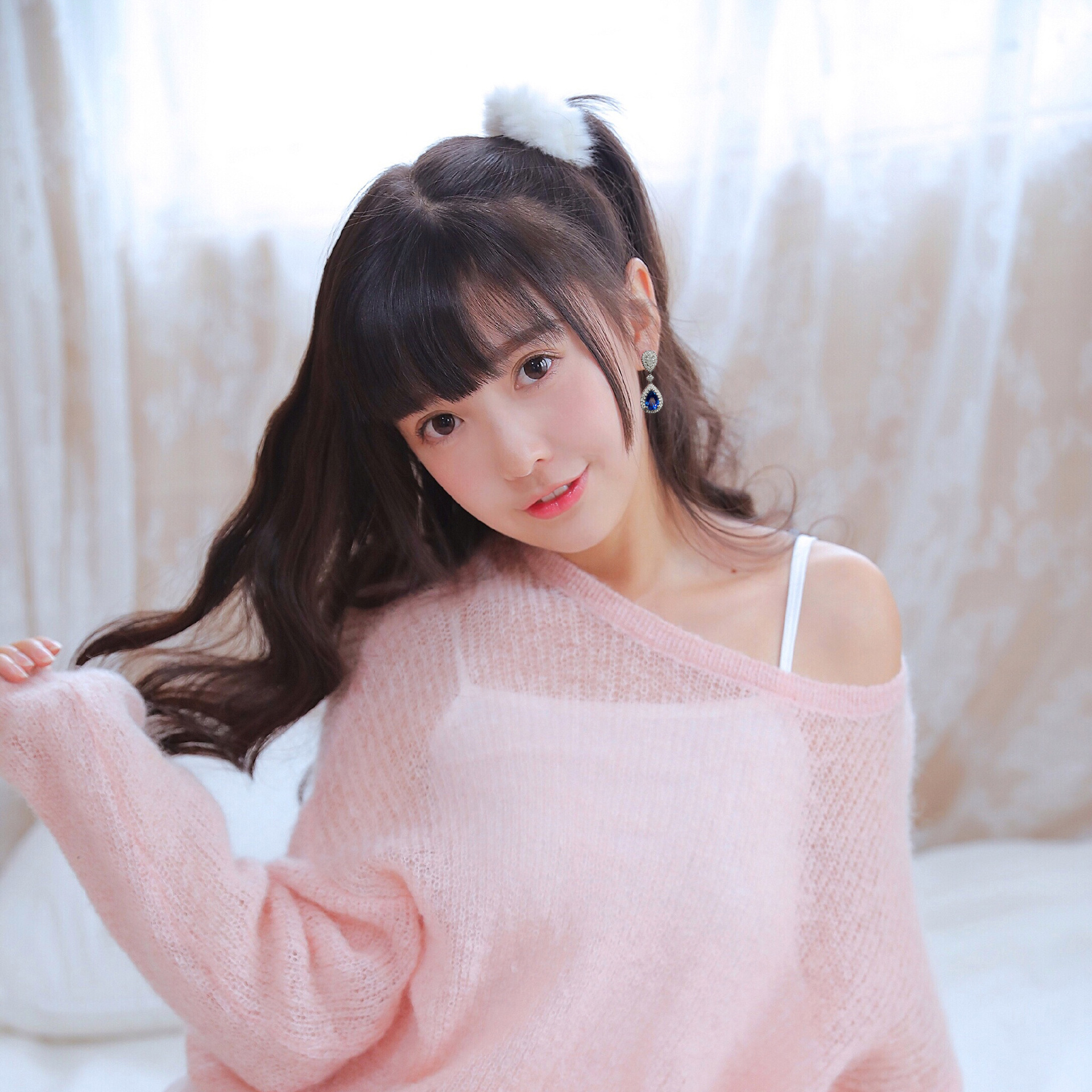 2025 Sweet Cute Dangle Earrings Elegant Luxury Jewelry 925 Sterling Silver Pear Cut Blue Sapphire CZ Diamond Gemstones Party Lady Women Wedding Drop E