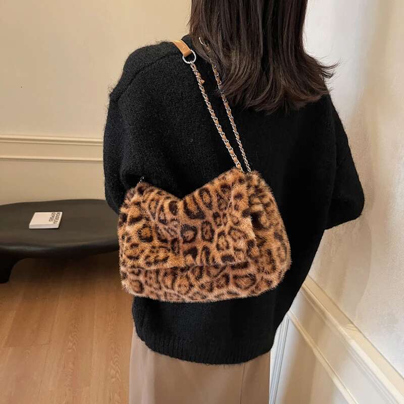 Leopard Vintage Chain Shoulder Bag Women, Underarm Handbags, Purse For Ladies