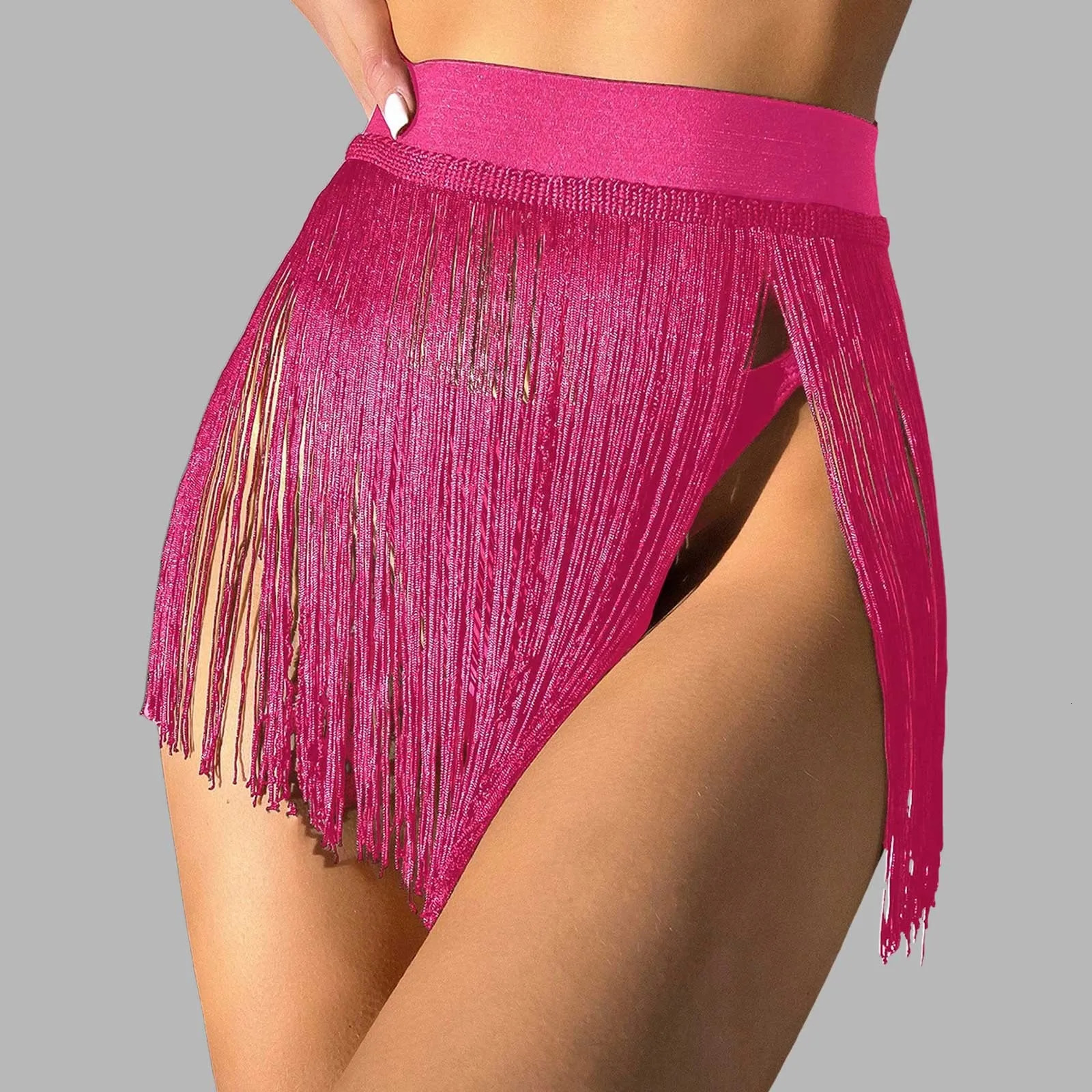 Beach Tassel Small Short Skirt WomenS Bikini Beach Vacation Swimsuit Half Cover Skirt Elastic Waist Bathing Suit Wrap Skirt 250225