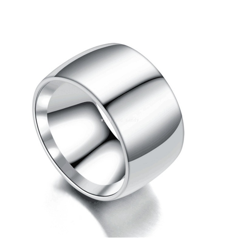 Stainless Steel wide 12mm Blank Ring Band Finger Thumb Black Gold Rings for Men Women Fashion Jewelry Will and Sandy