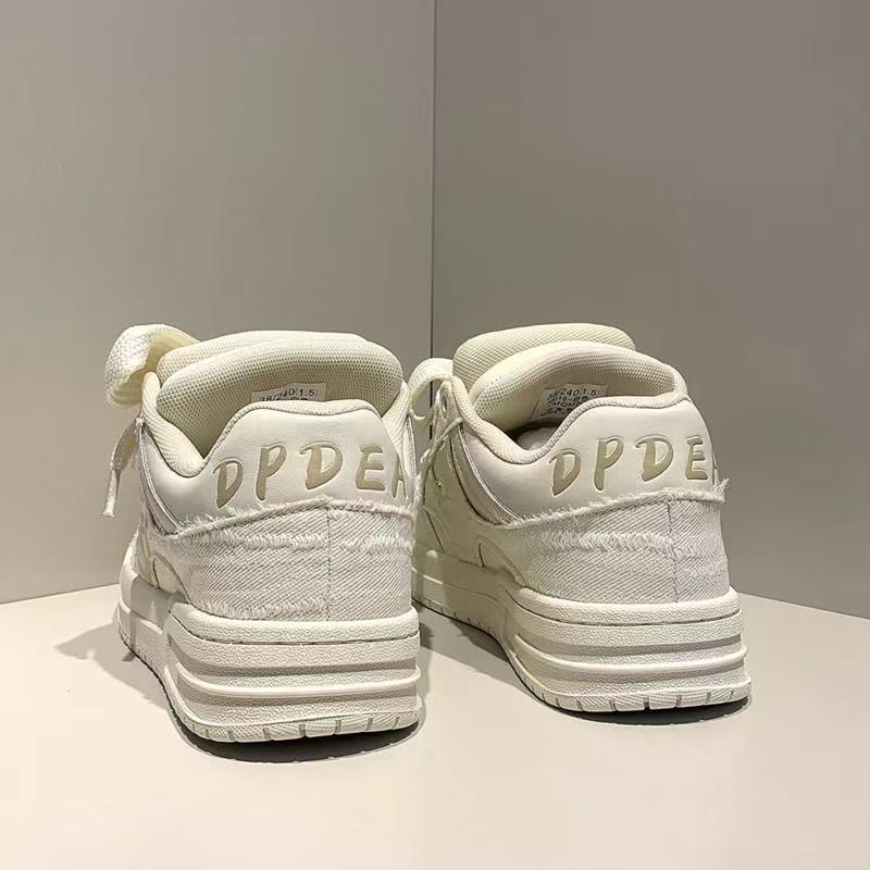China culture sneaker women's shoes niche original design skateboard shoes retro milk color leisure sports thick sole couple white shoes