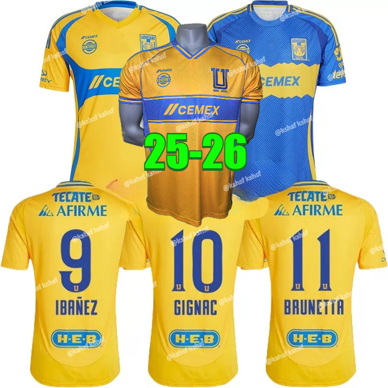 new 24/25 Tigres Liga MX UANL Soccer Jerseys fans Player version GIGNAC THAUVIN 2024 2025 home away men kids kits football shirt uniform T tiger yellow