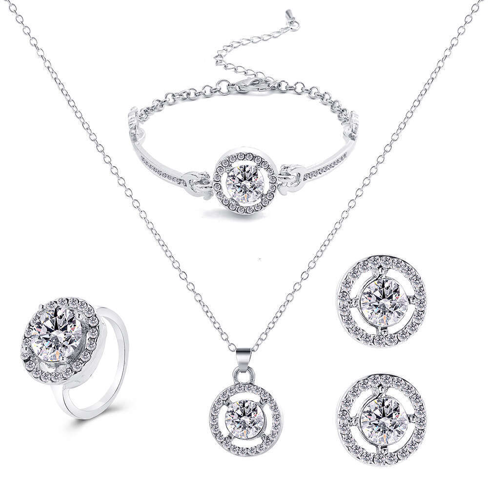 New Eternal Unity Jewelry Creative Dot Dia Necklace Earrings Bracelet Ring Four Piece Set