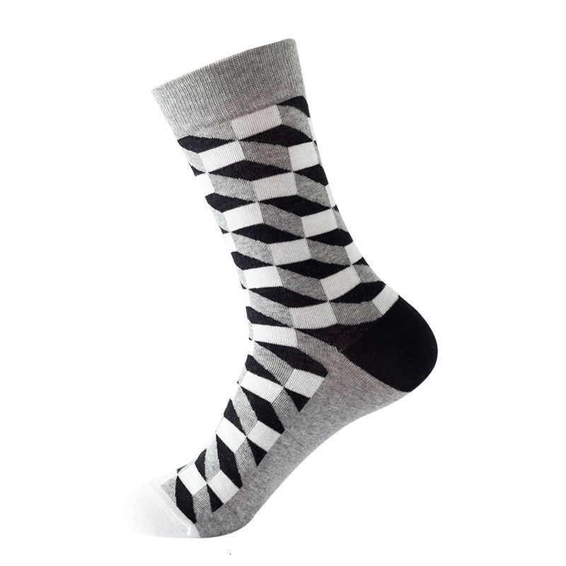 Mens Cotton Black Patterned Happy Colorful Funny Stylish Casual Business Dress Socks 240812