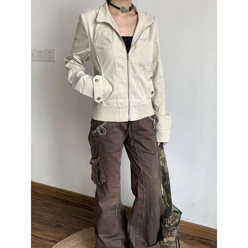 MDNG Brown Spliced High Rise Flare Jeans For Women Streetwear Y2k Aesthetic Cargo Jean Pants Vintage Denim Trousers Grunge Fairycore