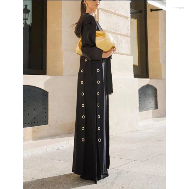 Womens Trench Coats Modigirl Women Long Outerwear Tops 2025 Autumn Winter Hollow Split-Joint Streamer Womens X-long Coat INS Y2k Style