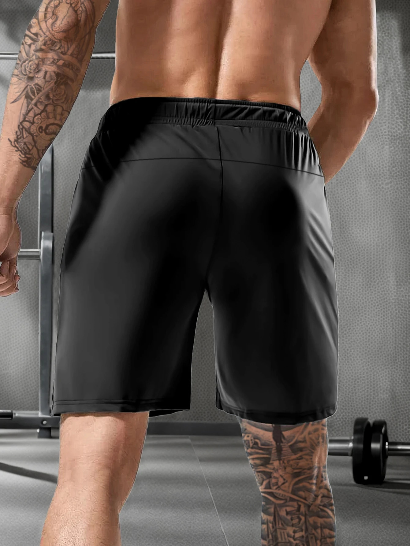 Mens solid color shorts with zipper pockets casual elastic drawstring shorts with a loose waist and high elasticity suitable 250225