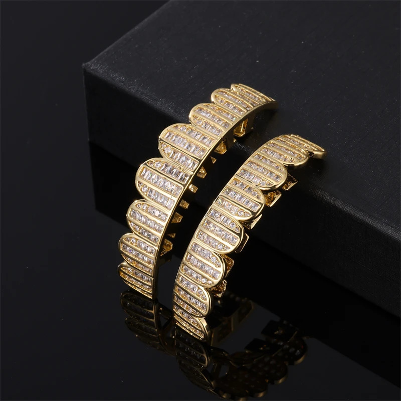 Full French CZ stone teeth hat cubic zirconia ice out micro paving mens and womens jewelry charm barbecue 250220