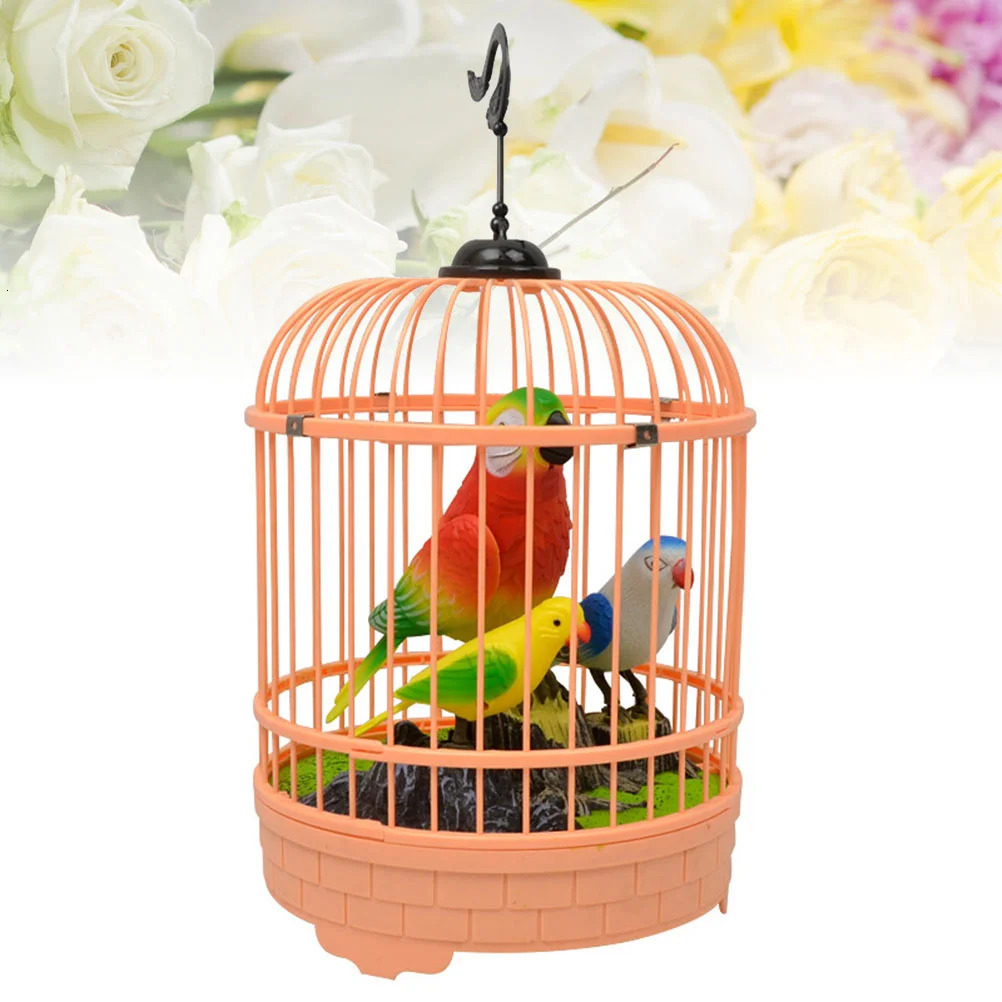 Childrens Toys Chirping Bird Cage Voice Control Kids Birdcage Induction Inductive 250226