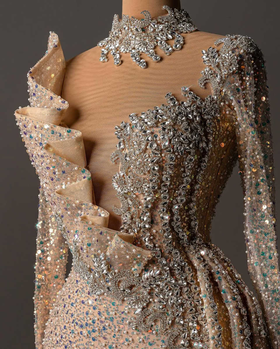 Graceful Mermaid Evening Dresses With Colorful Crystal Beaded Bling Sequins Customized Prom Charming Women Special Occasions Wear Plus Size Vestido de