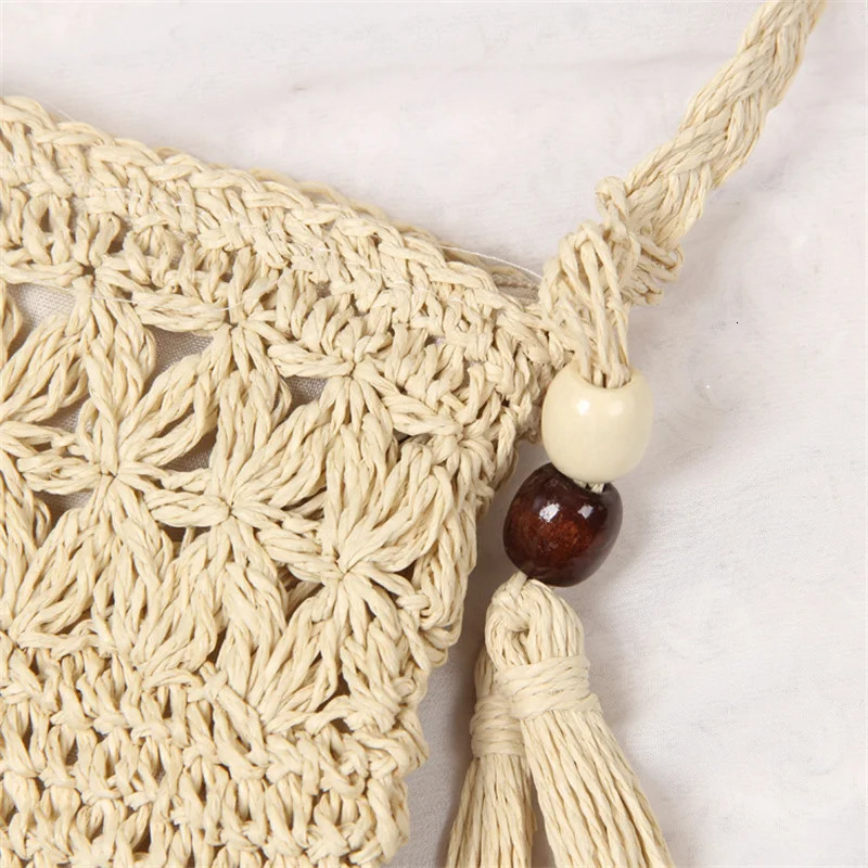 Hollow Women Messenger Bags Tassel Woven Shoulder Crossbody Bag Casual Beach Straw Bag For Women Bolsa Feminina 250224