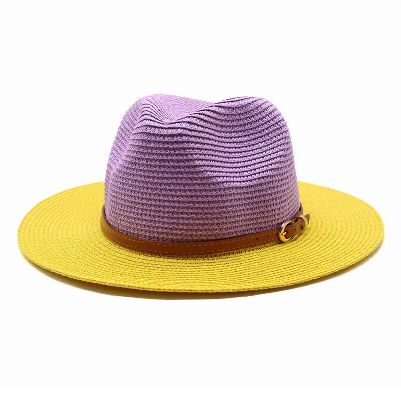 Straw hat two-color gradient sun hat outdoor sun hat straw hat seaside sunscreen beach hat sun hat various accessories wholesale 250218