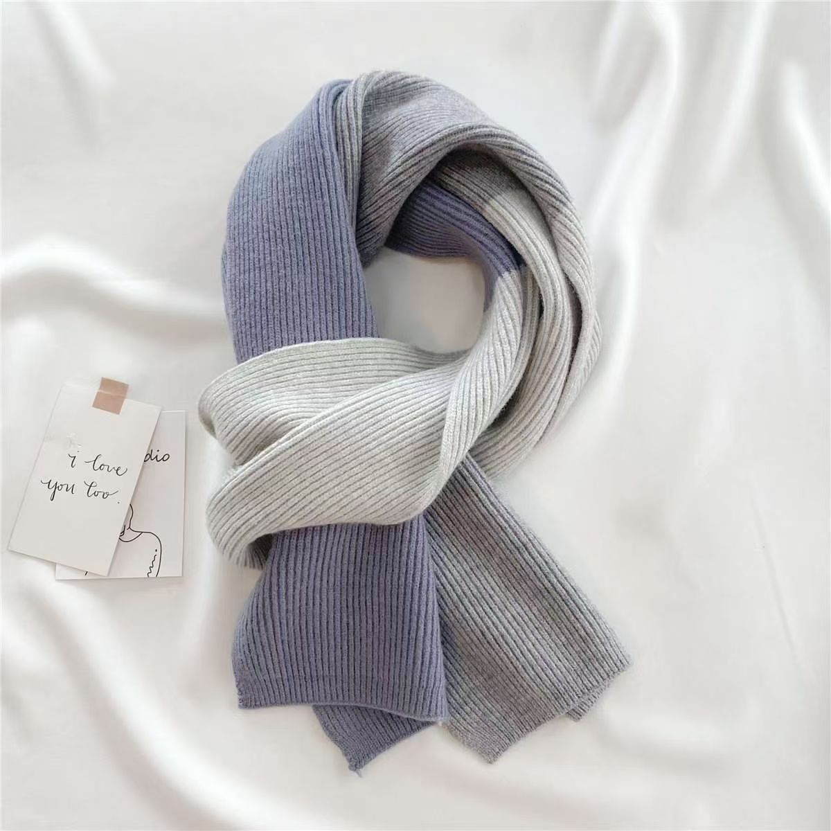 T184 scarf female autumn and winter neck protection Korean version cute girl warm knitted versatile student contrast color scarf 2025 new