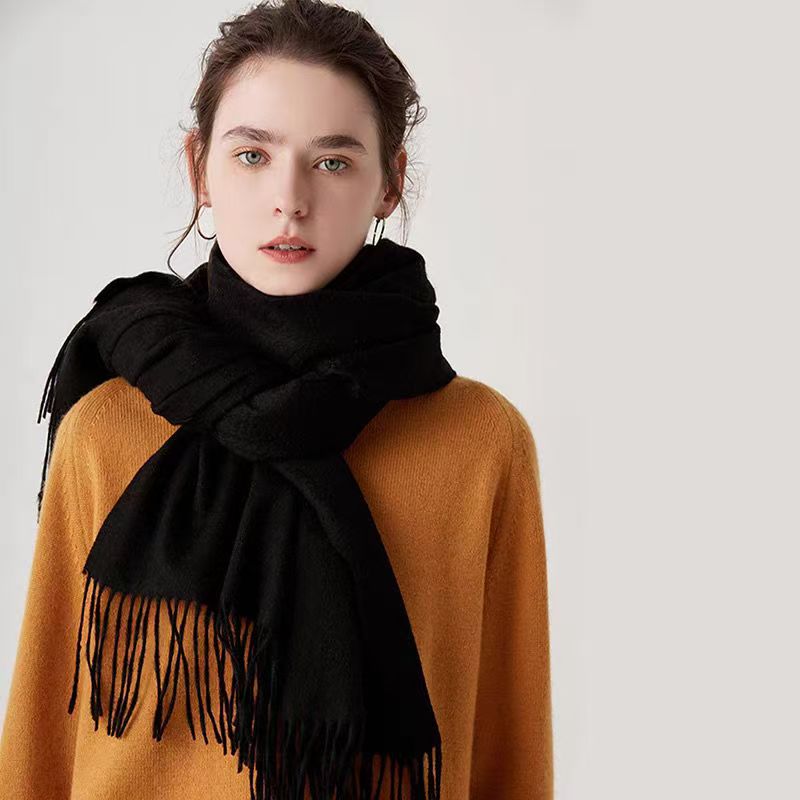 T185 wool cashmere scarf pure color all-match autumn and winter new warm thick winter couple shawl neck dual-purpose
