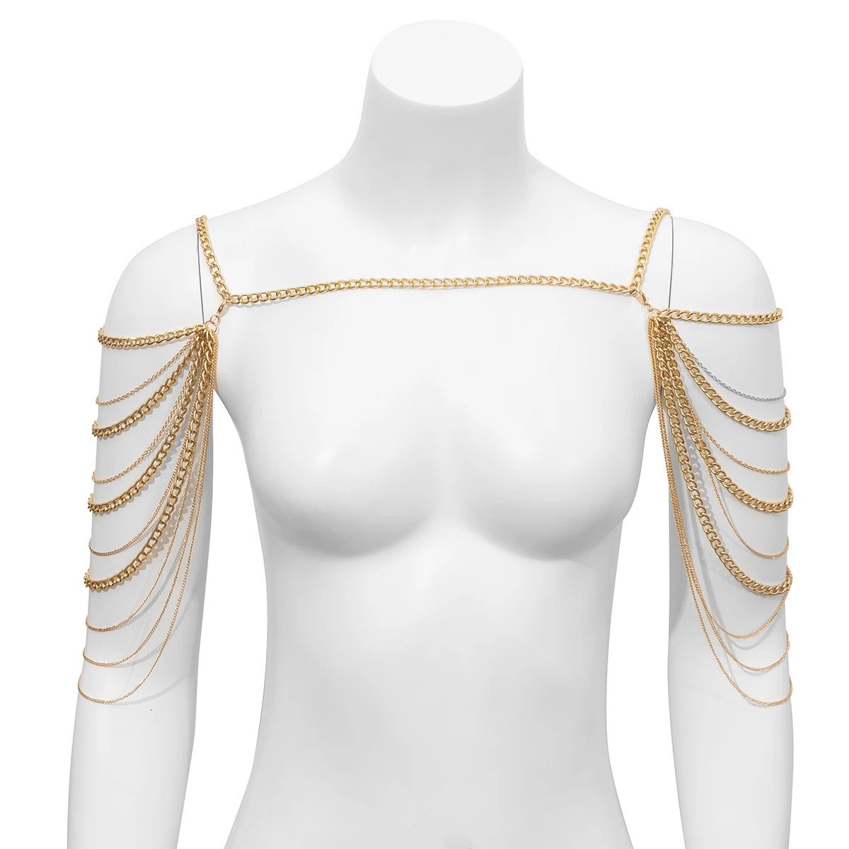 IngeSight.Z Multilayer Gold Color Metal Chains Shoulder Chain for Women Punk Long Tassel Neck Body Jewelry Party Gifts 250225