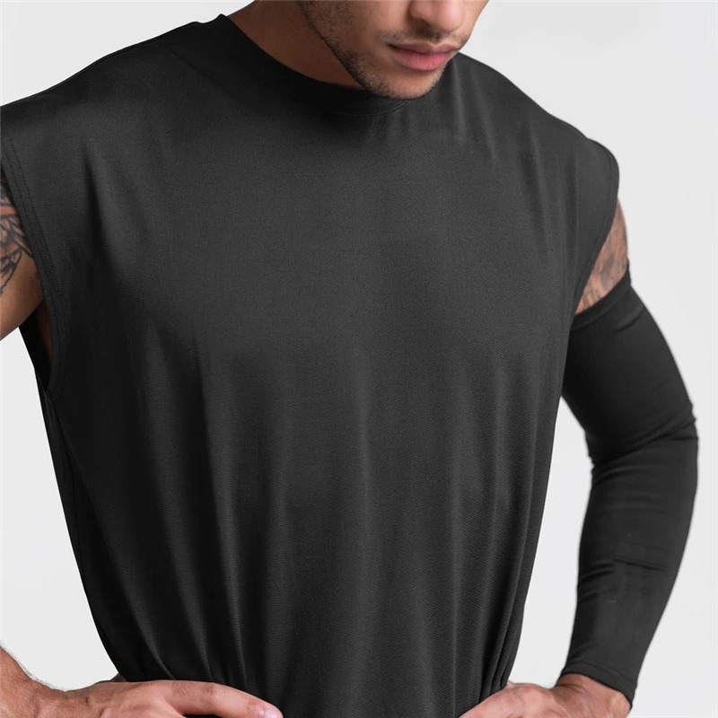 Summer mens mesh gym vest for quick drying loose fit fitness exercise wide shoulder sweatshirt sleeveless fitness vest 250225