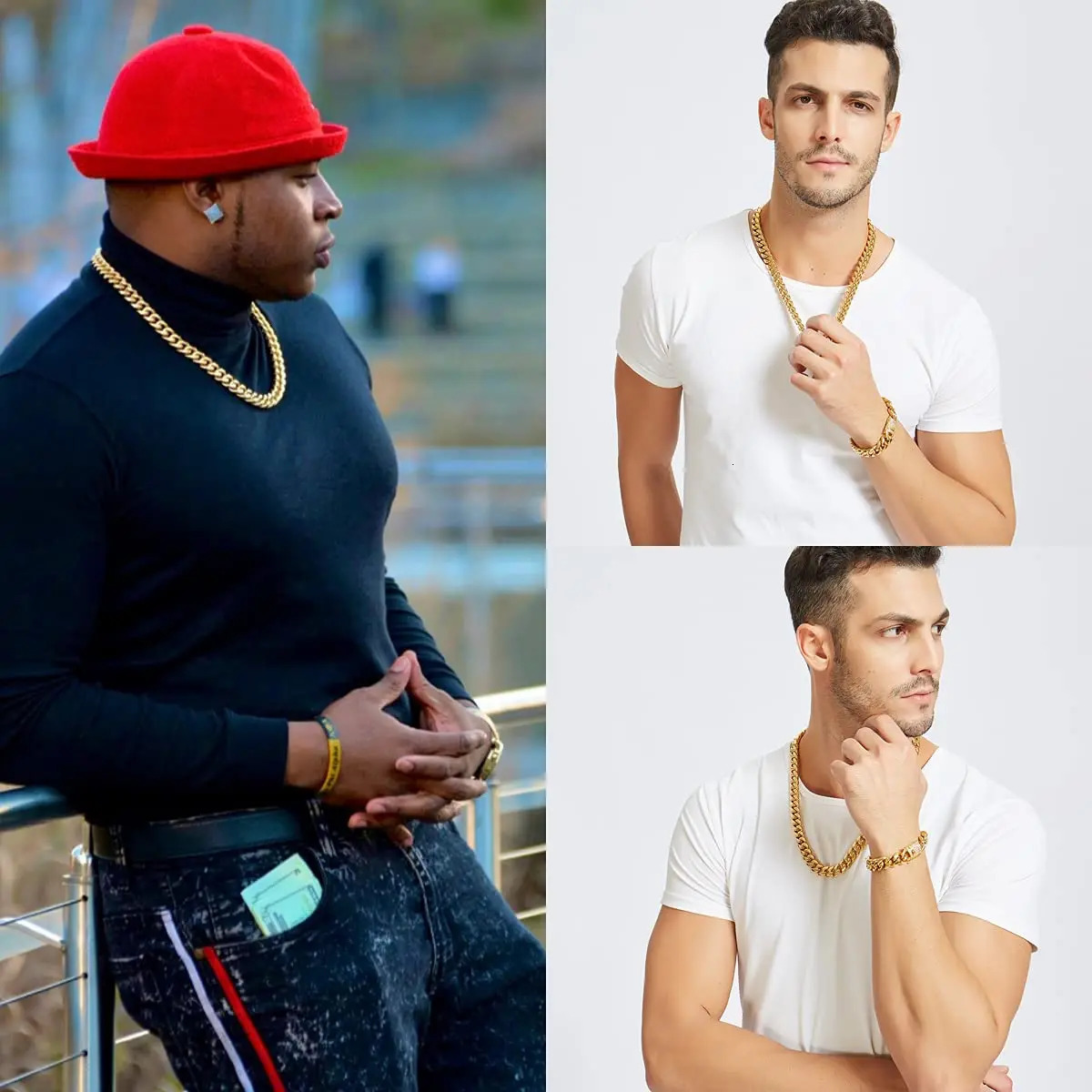 6-12mm Hip Hop Cuban Chain Iced Clasp Stainless Steel 18K Gold Plated Chaine For Men Necklace Jewelry 250225