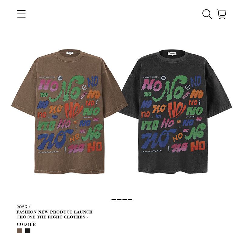 Men's Women's Designer T-Shirts Vintage Cotton Washed Shirt For Men Hip Hop Streetwear Oversize T-shirt Print Letter