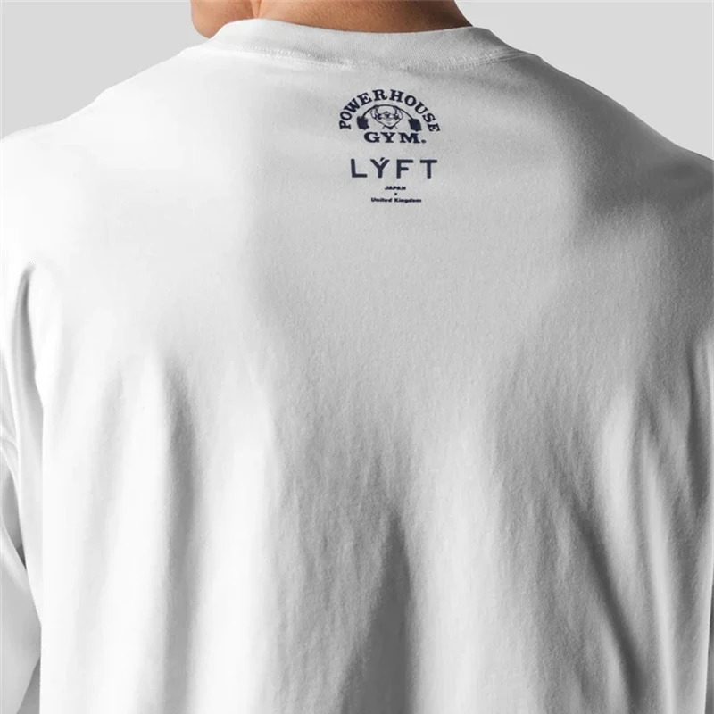 LYFT Jointly Men Running Sports Cotton T-shirt Gym Fitness Bodybuilding Loose Print Shirt Summer Male Jogging Training Tee Tops 250226