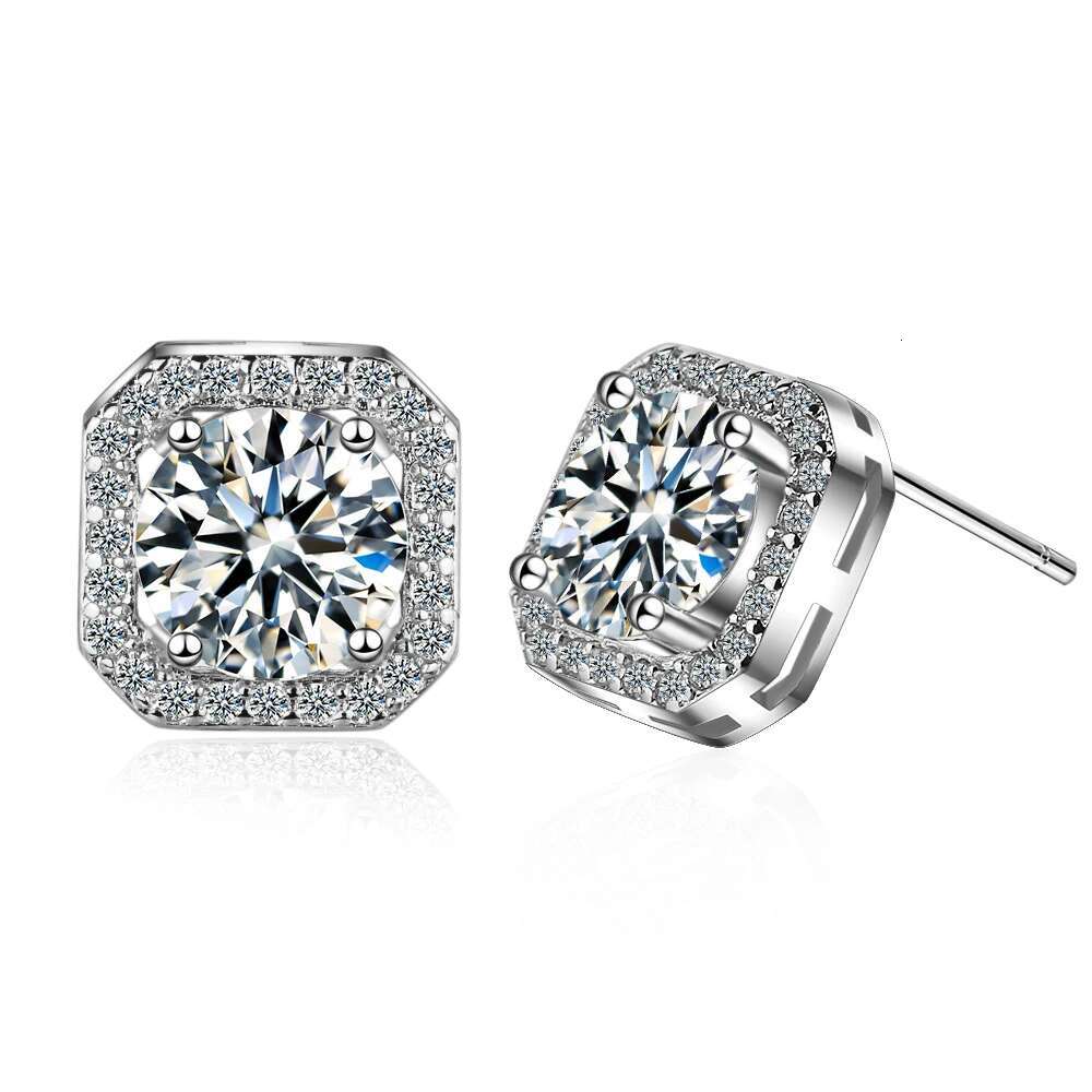 1 Carat Certified Moissanite Earrings For Women Platinum Plating Sterg Sier Dias Ear Stud Wedding Fine Jewelry