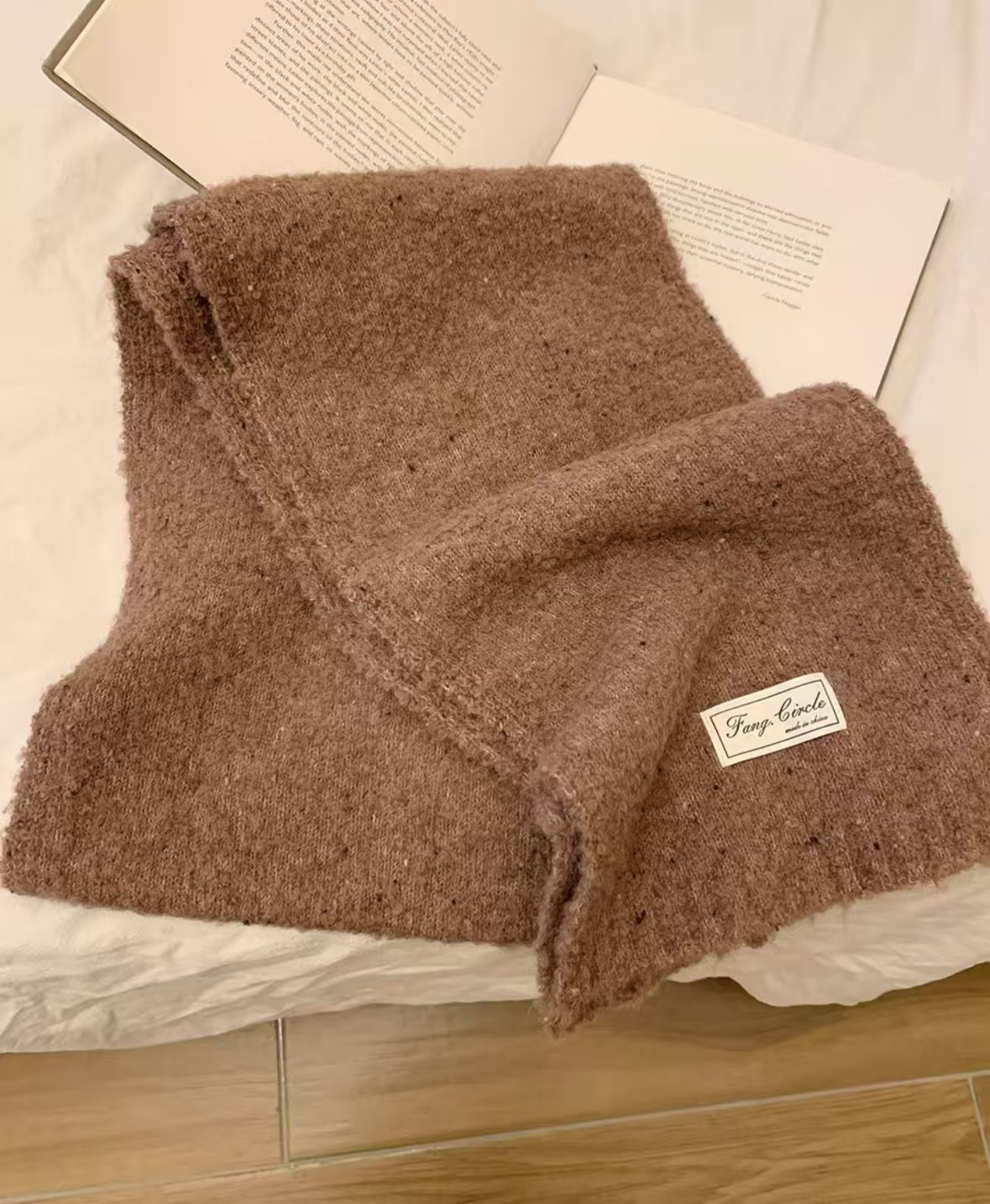 K002 High quality~wool blended knitted twist solid color thickened soft waxy scarf for women autumn and winter versatile couple neck scarf