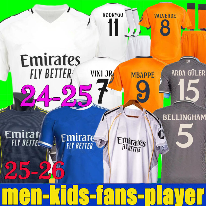 2024 2025 VINI JR MBAPPE Soccer Jerseys Reals MODRIC Madrids Football Shirts 24 25 26 camiseta Men Kids Kit Uniform BELLINGHAM VALVERDE CAMAVINGA Rodrygo ARDA GULER