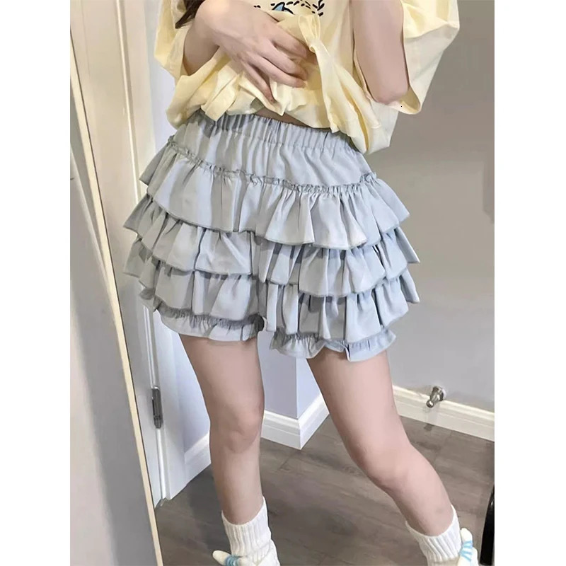 MEXZT Y2K Sweet Ruffles Mini Skirt Women Kawaii Lolita Bow A Line Skirts Harajuku Japanese High Waist Pink White Ball Gown Skirt 250225