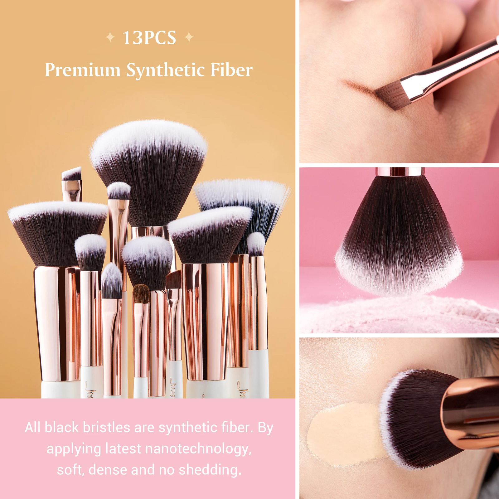Jessup Professional Makeup brushes set 6- 25pcs Makeup brush Natural Synthetic Foundation Powder Highlighter Pearl White T215 250224
