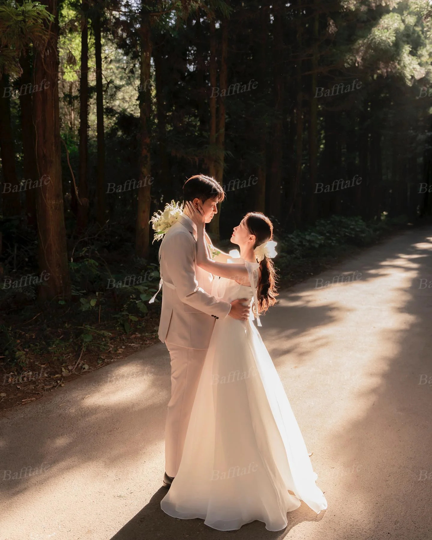 Bafftafe customizes Korean organic wedding dresses with lace up straps for brides formal parties pography and long 250224