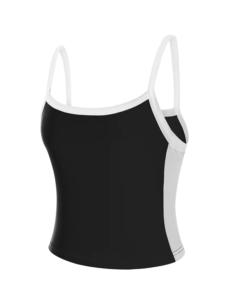 Women Crop Tops Spaghetti Strap Square Neck Contrast Color Slim Fit Camisoles For Women Summer Casual Short Tank Tops 250226