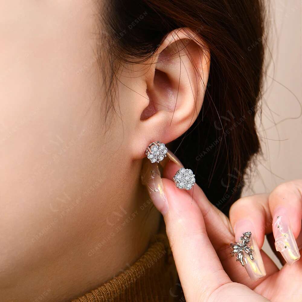 CHARMING wer Shape Round Cut Sier 2.5mm 3.0mm Sparkg Moissanite Earrings Pure10k 14k Gold for Women Fine Jewelry